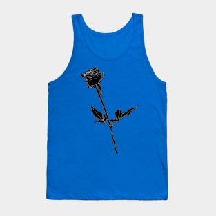 Black Rose Monochrome Line Art Red Backdrop Tank Top